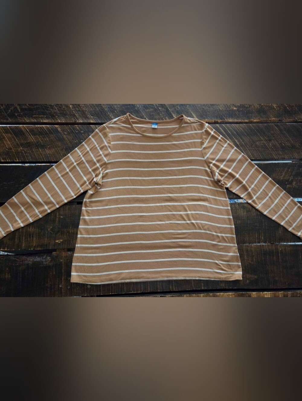Women's Old Navy Striped Luxe Crewneck Top - Brown/White Size Large